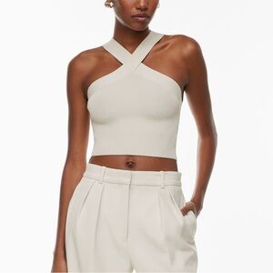 Aritzia Babaton Sculpt Knit Criss Cross Cropped Tank